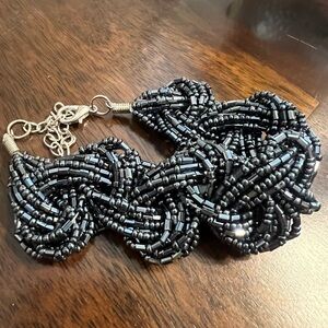 Source Unknown Intricate Black Beaded Bracelet